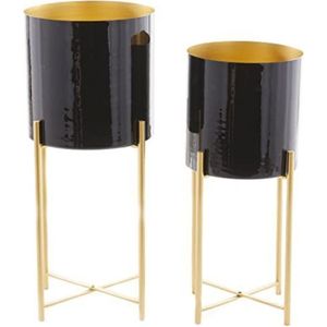 Modern Luxury Gold Ombre Metal Planter Set Indoor Outdoor Decorative Iron Flower <b>Pot</b> with Black Stand for Home Garden Decor - Product Image 4