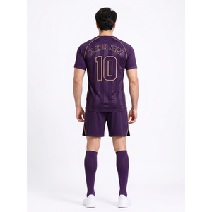 <b>Mens</b> Custom Elite Soccer Uniform 160GSM Quick Dry Jacquard Knit Slim Fit Tonal Stripe Match Kit Size XL Sialkot Factory OEM - Product Image 2