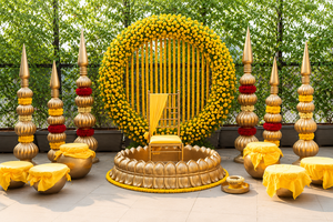 Golden Lotus Fiber Vintage Detachable Urli Set for <b>Wedding</b> Haldi Mehndi Ceremonies Traditional South Indian <b>Wedding</b> Factory USA - Product Image 6