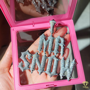 Colgante con Placa de Nombre Personalizada, Cultivada en Laboratorio, con Cadena Cubana, Joyería de Lujo - Product Image 3