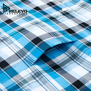 Chemise à carreaux turquoise pour homme avec logo personnalisé, col boutonné, hauts décontractés, chemise à carreaux pour homme OEM à manches longues en flanelle - Product Image 3