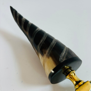 Loupe vintage en métal avec poignée en corne de bœuf, loupe de lecture antique à main, décoration de bibliothèque steampunk, cadeau de collection - Product Image 3