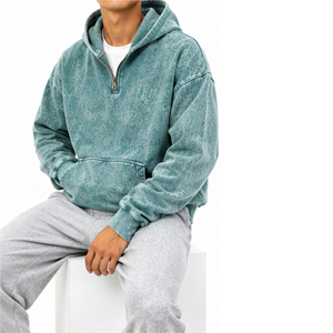 Sweat-shirt vintage personnalisé à col zippé, unisexe, coupe oversize, style streetwear, broderie personnalisée, fournisseur de vêtements - Product Image 2