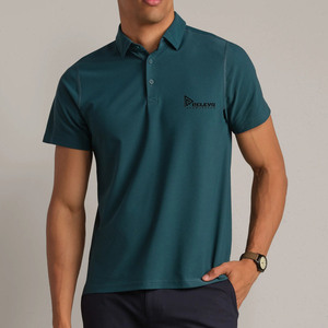 Chemise à manches courtes pour homme Relevo Industries, couleur unie, respirante, séchage rapide, 100% coton, avec logo imprimé sur le devant - Product Image 3