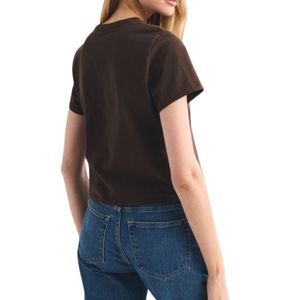 T-shirt court personnalisé pour femme, manches courtes, col rond, en coton, coupe classique, décontracté, pour l'été, imprimé éco-responsable, fournisseur OEM ODM - Product Image 5