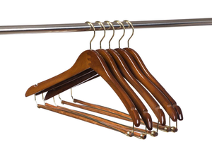 Premium Wooden Suit <b>Hangers</b> with Trouser Bar <b>Non</b> <b>Slip</b> Shoulder Notches Solid Wood Coat Jacket Shirt Garment <b>Hangers</b> for Closet - Product Image 2