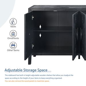 Mobile Antico a Quattro Ante con Maniglia Intagliata a Fiore per Soggiorno, Cucina o Corridoio (Nero) - Product Image 6