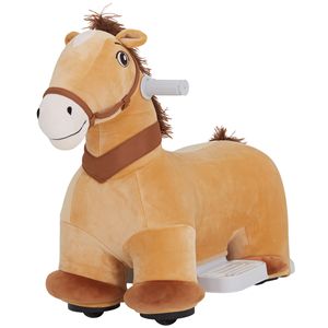 Cavallo Giocattolo Elettrico Marrone 6V con Musica per Bambini 18-36 Mesi, con Funzione di Arrampicata Interna in PU - Product Image 1