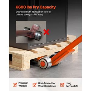 Carrello a leva in acciaio al carbonio con capacità di carico di 6600 libbre, barra a leva da 56 pollici con ruote per pallet di grandi dimensioni, capacità di carico di 6600 libbre. - Product Image 3