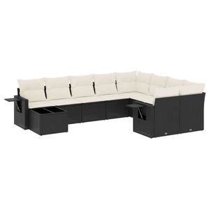 Grand ensemble de canapés de jardin modulaires en rotin PE blanc crème, noir et crème, avec une excellente durabilité en extérieur - Product Image 2