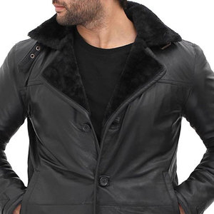 Manteau long ceinturé en cuir et fourrure marron, style vintage, tendance, écologique et imperméable pour homme, collection hiver 2026 - Product Image 6