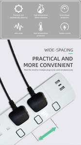 Multiprise de table 3 prises UK à charge rapide avec protection contre les surcharges, sécurité, nouvelle arrivée, USB PLUS - Product Image 5