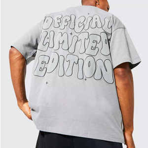 Camiseta Extra Grande de Algodón Gris para Hombre con Estampado Frontal de "Edición Limitada Oficial", Estilo Casual Urbano, Cuello Redondo, Manga Corta - Product Image 2