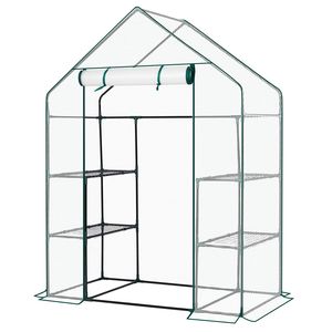 Mini Serra da Giardino 142x74x196 cm per Interni ed Esterni con 4 Ripiani, Copertura in Polietilene e Telaio in Legno per Giardinaggio - Product Image 5