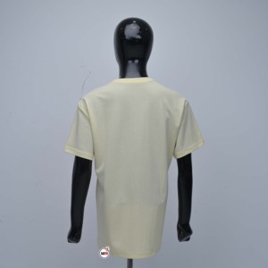 Camisetas de Manga Corta para Hombre, Color Amarillo Pálido, Cuello Redondo, Diseño con Letras Bordadas y Estampado Brillante, Corte Regular Informal, Camisetas de Algodón Jersey - Product Image 2