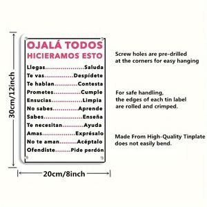 CIFbuy Spanish Motivational Quote <b>Retro</b> Tin Wall <b>Decor</b> OjalaTodos Hicieramos Esto Metal Wall Sign Metal Arts Pick Service - Product Image 3