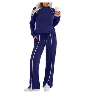 Ensembles de survêtements pour femmes, tenues d'automne 2 pièces avec pantalon large, ensemble assorti haut et bas, vêtements confortables pour femmes pour l'extérieur - Product Image 4