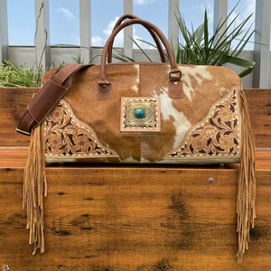 Vente en gros Bagages personnalisés en cuir véritable Petits et grands sacs polochons en cuir de vachette grande capacité 2 pièces pour unisexe - Product Image 5