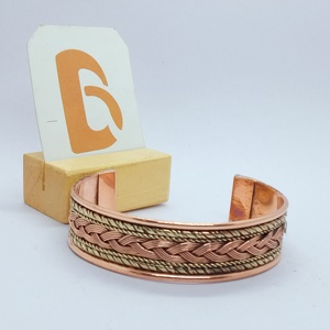 Ethnic <b>Copper</b> Alloy Cuff Bracelet Antique <b>Copper</b> Braided Design Unisex Fashion Jewelry - Product Image 1
