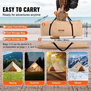 10'x 10'x98 \ "diametro 3-5 persona tenda campana Glamping traspirante impermeabile yurta tenda a parete laterale staccabile Jack per stufa - Product Image 6