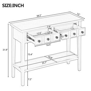 Consolle Rustica con Ripiano Aperto e Gambe in Legno di Gomma per Ingressi, Soggiorni e Corridoi - Product Image 4
