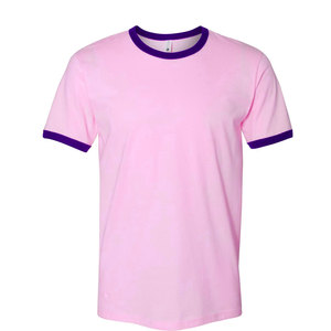 T-shirts en coton rayés décontractés et légers de qualité supérieure, style été, coupe ajustée, personnalisables OEM pour impression de logo, T-shirt Ringer pour femme - Product Image 6