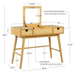 Meuble de salle de bain moderne en bois massif et rotin, durable, avec tiroirs, vente en gros, taille et couleur personnalisées, prix compétitifs du Vietnam - Product Image 3