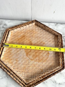 Decorative Hexagon Cane Woven <b>Tray</b> For Coffee Table Centerpiece <b>Snack</b> Serving <b>Tray</b> Home Cafe And Restaurant Use From India - Product Image 2