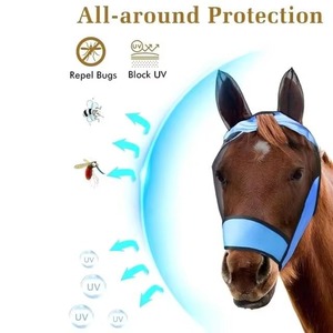 Customizable Fine <b>Mesh</b> Fly Mask with Ears & Nose for Horses Breathable UV Protection <b>Insect</b> Shield Comfortable Equestrian Use - Product Image 2