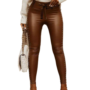 Pantalones de cuero para mujer, ropa de alta calidad al por mayor, pantalones de cuero para mujer, proveedor de ropa de moda para el día a día. - Product Image 1