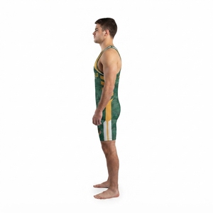 Custom Green Camo Spandex Wrestling Singlet Sublimated High School Youth Team Uniform for Combat Sports Martial Arts OEM - Product Image 3