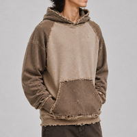 Dernier prix – Sweat à capuche léger pour homme, manches longues, 100 % coton, effet vieilli, avec patchs brodés personnalisés, coupe oversize, en promotion