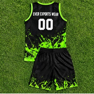 Maillot de basket-ball personnalisé noir et vert néon, ensemble short et maillot de basket-ball par sublimation, design unique, logo personnalisé, numéros de joueur - Product Image 3