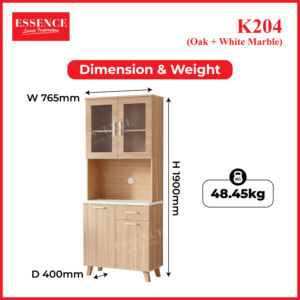 Meuble de cuisine moderne en mélamine Essence K204 avec plan de travail en marbre blanc, panneau de particules écologique, résistant à l'eau, 2 tiroirs en acrylique - Product Image 6