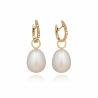 Boucles d'oreilles pendantes de luxe Tanya Gems en argent sterling plaqué or 18 carats avec perles d'eau douce et clous d'oreilles pour femme, idéales pour les soirées