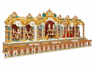 Divine Swaminarayan Shrine for Hindu Sabha Hall <b>Mandir</b> Hand-Carved Large Wooden Prayer Shrine for Community Temple For USA Halls - Product Image 5