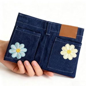 Fashionable Mini Jeans Wallet <b>Small</b> Coin <b>Purse</b> Compact Cash Holder Card Organizer Denim Pocket Accessory For <b>Women</b> and Men - Product Image 6
