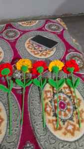 Handmade Cotton Crochet Flowers Decorative <b>Artificial</b> Floral <b>Stems</b> for Home Decor Crafts Bouquets & Wedding Use - Product Image 4