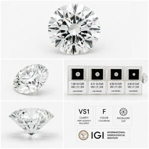 High Quality Excellent Round Cut Color <b>D</b> VS1 Clarity Laser Drilled Loose CVD Lab Grown Diamond IGI Certificate Icedjewelz <b>Model</b> - Product Image 1