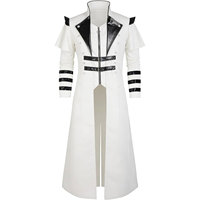 Manteau trench steampunk pour homme, style victorien, col slim, uni, double boutonnage, fermeture éclair