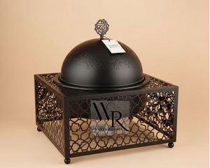 Plat de service isotherme noir mat moderne avec support à motif islamique – Collection de vaisselle de luxe du Moyen-Orient pour garder les aliments au chaud - Product Image 6