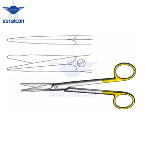 Ciseaux chirurgicaux droits de 16,5 cm (6-1/2 pouces) en carbure de tungstène doré TC, en acier inoxydable de précision - Product Image 3