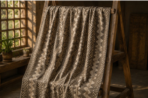 Tissu imprimé en chevron aux tons terreux, vente en gros, textile en coton texturé à motif zigzag pour ameublement, coussins et décoration intérieure - Product Image 4