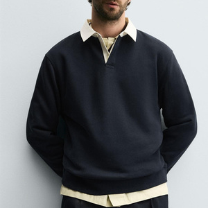 Sudadera Polo para Hombre de Manga Larga con Puños Acanalados, Color Sólido con Diseño de Logotipo Personalizado - Product Image 5