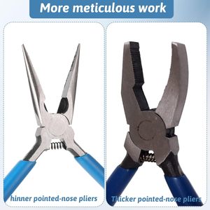 Stainless Steel Needle Nose Pliers 5 Inch Precision Long Nose Serrated Jaw Jewelry Making Tool <b>Wire</b> Bending <b>Craft</b> Electronics - Product Image 2