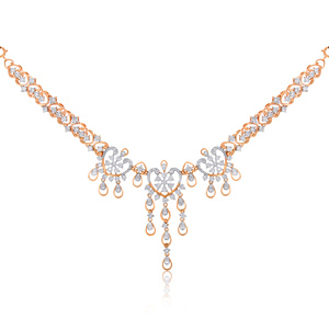 Collier en or rose avec diamants ronds brillants cultivés en laboratoire, bijoux de luxe pour femmes, bijoux de mariage - Product Image 1