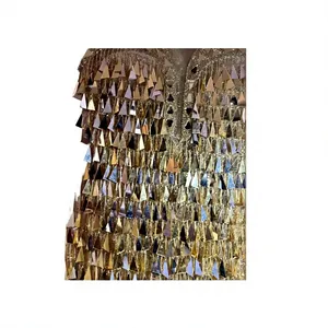Meilleur Prix Tissu en Maille Tissée de Luxe Fait Main 100% Polyester 100D Antistatique Dobby Fusible Brodé Perlé Zircon pour Filles - Product Image 1