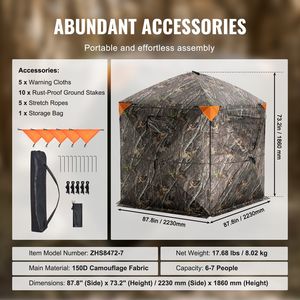 Tenda da Caccia Portatile e Resistente per 6-7 Persone, Pop-up, con Borsa per il Trasporto, Visibilità a 288 Gradi, per Caccia - Product Image 6