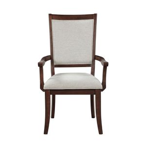 Juego de 2 Sillas de Comedor Tapizadas en Color Beige con Acabado en Madera de Cerezo Tradicional, Sillas Formales para el Comedor - Product Image 3