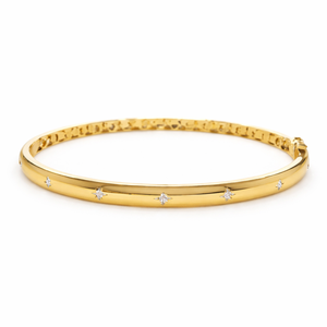 Gold Star Bangle 925 Sterling <b>Silver</b> 18k Gold Plated Cubic Zirconia Celestial Jewelry - Product Image 3